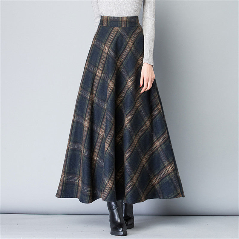 Women's ankle-length checkered skirt made of high-quality wool blend Shop Velvia