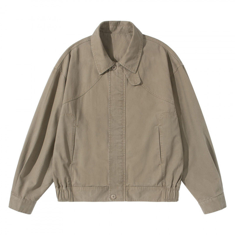Men's Lightweight Boxy Field Jacket with Shirt Collar, Concealed Button Placket and Elastic Hem Shop Velvia