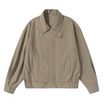 Men's Lightweight Boxy Field Jacket with Shirt Collar, Concealed Button Placket and Elastic Hem Shop Velvia
