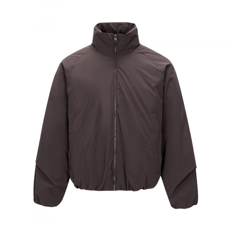 Unisex Short cut lightweight windbreaker in boxy cut with high stand-up collar and elastic hem Shop Velvia