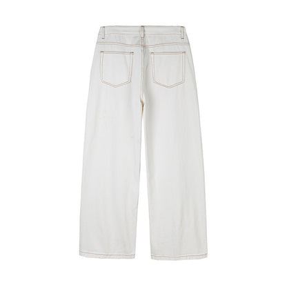 Women's Wide High-Waist Culotte Jeans with Visible Contrast Seams Shop Velvia