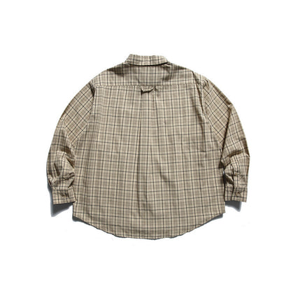 Men's Oversized Checkered Button-Down Shirt with Chest Pocket and Rounded Hem Shop Velvia