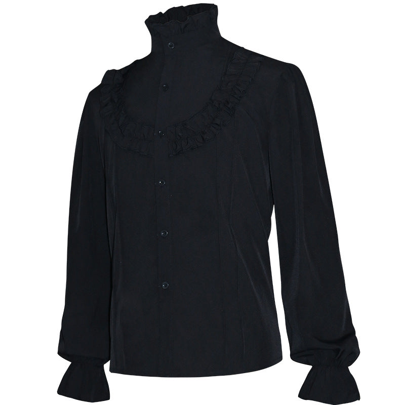 Men's casual short-sleeve shirt with laced V-neck, short stand-up collar, and soft cotton blend Shop Velvia