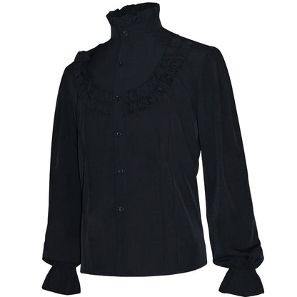 Men's casual short-sleeve shirt with laced V-neck, short stand-up collar, and soft cotton blend Shop Velvia