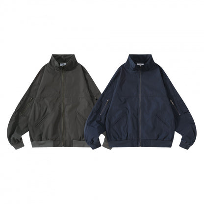 Unisex Kastige Utility Bomber Jacket with Stand Collar, Zipper and Sleeve Pockets Shop Velvia