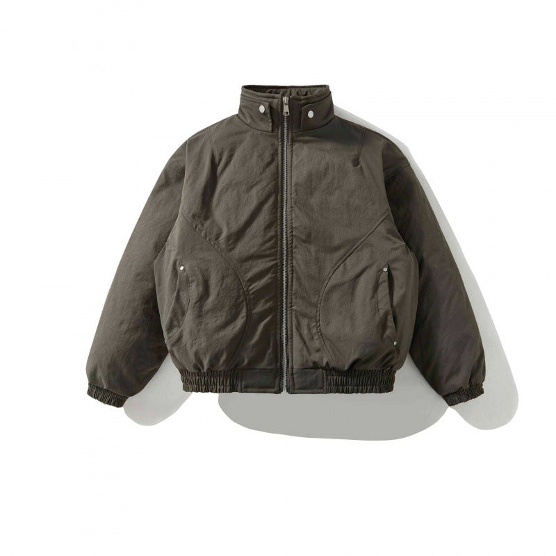 [Unisex Short padded bomber jacket with stand-up collar, zipper and elastic hem] Shop Velvia