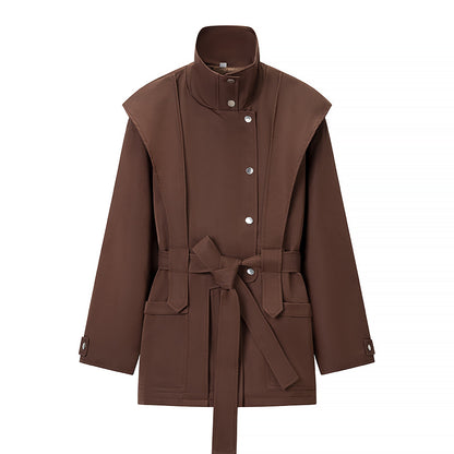 Women's transitional jacket with cape detail and tie belt Shop Velvia