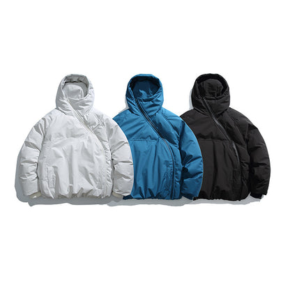 Unisex Padded Oversized Quilted Jacket with Asymmetrical Zipper Shop Velvia