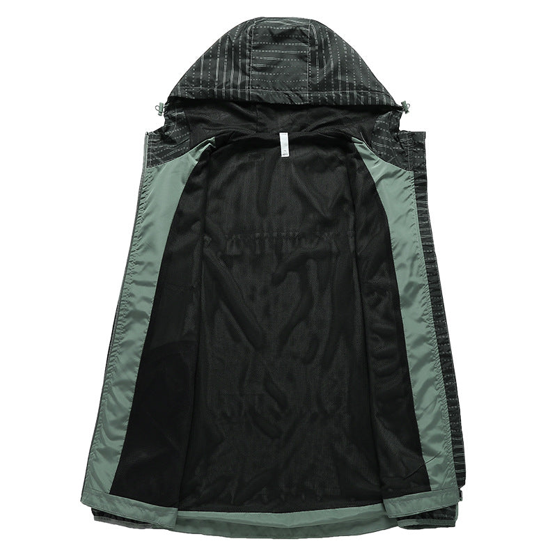 Men's Lightweight Reflective Hooded Windbreaker with Mesh Lining and Zipper Pockets Shop Velvia