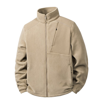 Men's fleece jacket with stand-up collar and reinforced shoulder panels Shop Velvia