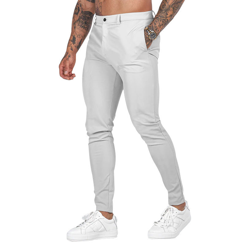 Men's Slim-Fit Chino Pants with Modern Design and Elastic Waist Shop Velvia