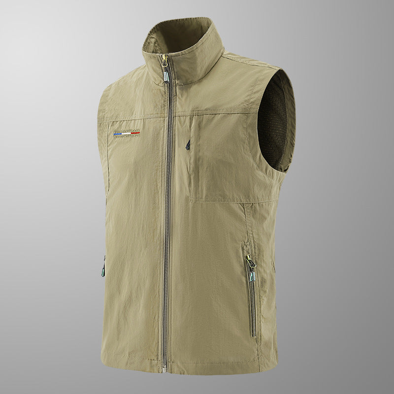 Men's Lightweight Windproof Utility Vest with High Collar, Zip Pockets and Breathable Mesh Lining Shop Velvia