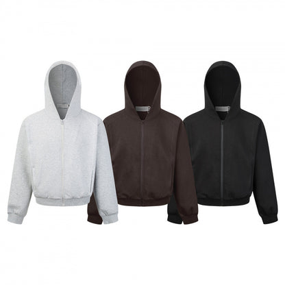 Unisex Short cut hooded zip jacket made of heavy French terry with elastic hem and raglan sleeves Shop Velvia
