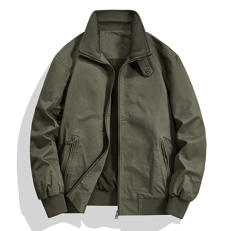 Men's cotton canvas blouson with ribbed cuffs and stand-up collar Shop Velvia