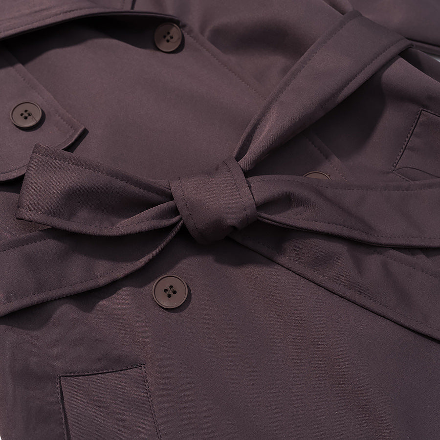 Women Longer tailored trench coat with double button placket, epaulettes and tie belt Shop Velvia