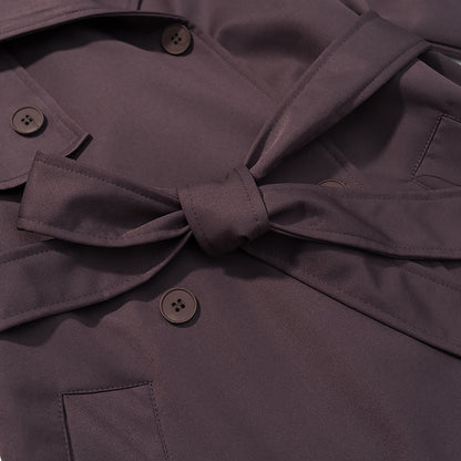 Women Longer tailored trench coat with double button placket, epaulettes and tie belt Shop Velvia