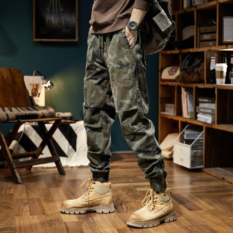 Men's Camouflage Cargo Jogger with Elastic Waistband, Utility Pockets, and Drawstring Shop Velvia
