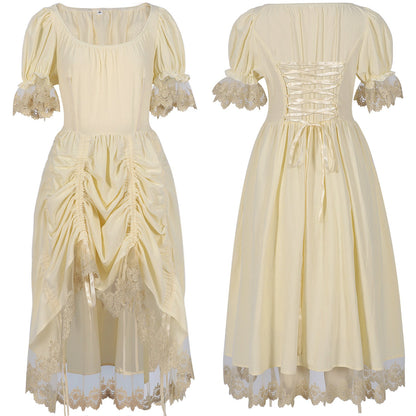 Women’s romantic maxi dress with off-the-shoulder neckline, puff sleeves, fitted bodice, and side ruching Shop Velvia