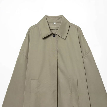 Women Wide-Cut Cape Coat with Concealed Button Placket and Patch Pockets Shop Velvia