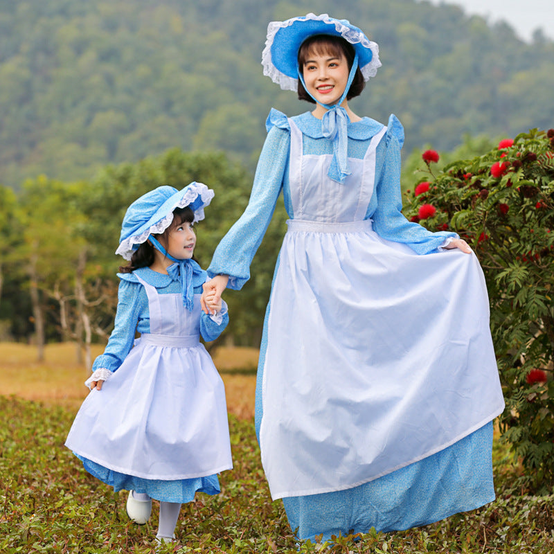 Women's Vintage Farmer Dress with Romantic Ruffles and Matching Hat Shop Velvia