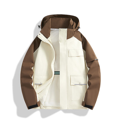 Men's three-layer trekking jacket with welded seams, hood, and multifunction pockets Shop Velvia