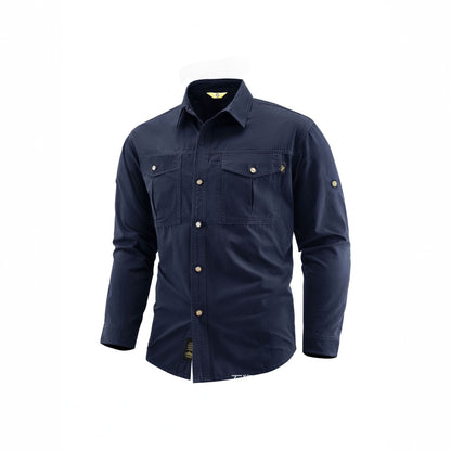 Men's Canvas Overshirt in Field Style with Chest Flaps and Full Button Placket Shop Velvia