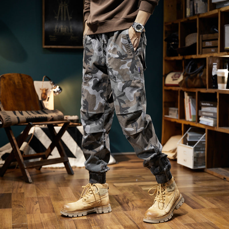 Men's Camouflage Cargo Jogger with Elastic Waistband, Utility Pockets, and Drawstring Shop Velvia