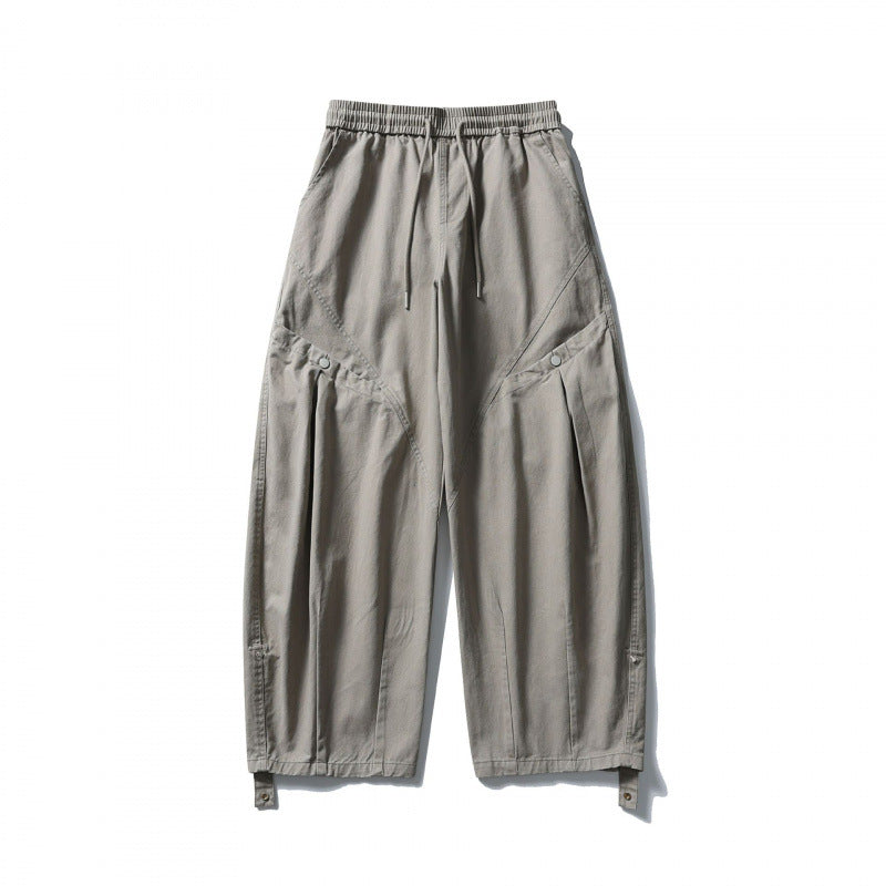 Unisex Wide Cropped Cargo Pants with Drawstring Waistband, Multifunctional Flap Pockets, and Adjustable Leg Straps Shop Velvia