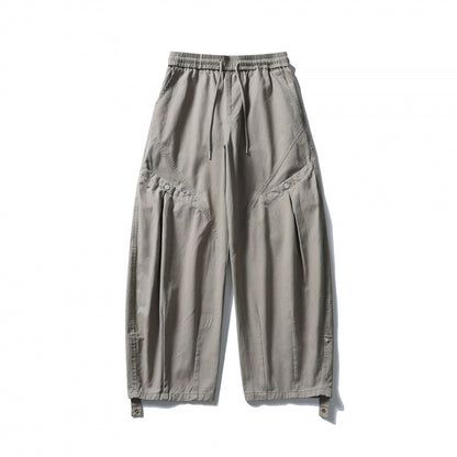 Unisex Wide Cropped Cargo Pants with Drawstring Waistband, Multifunctional Flap Pockets, and Adjustable Leg Straps Shop Velvia