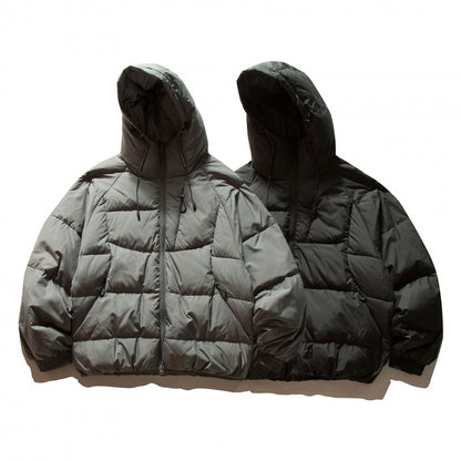 Unisex Oversize Thermo Puffer Jacket in Boxy Cut with Hood and Raglan Sleeves Shop Velvia