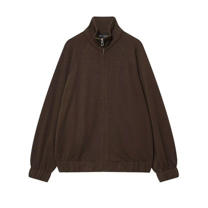 Women's Oversized Zip Sweat Jacket with High Standing Collar and Raglan Sleeves Shop Velvia