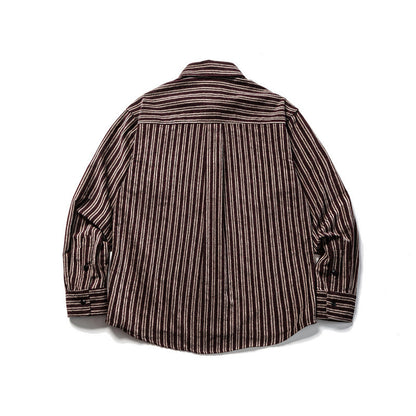 Men's Oversize Cord Shirt with Vertical Stripes, Chest Pocket and Rounded Hem Shop Velvia