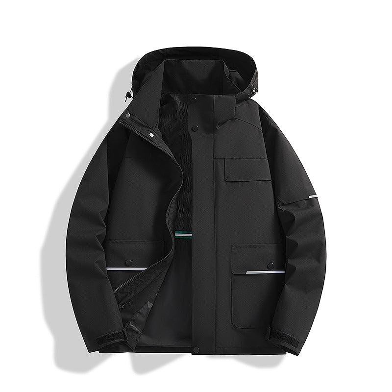 Men's three-layer trekking jacket with welded seams, hood, and multifunction pockets Shop Velvia