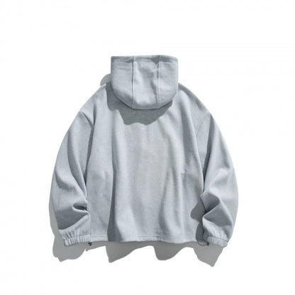 Unisex Oversize Fleece Zip Jacket with Hood, Two-Way Zipper and Adjustable Hem Shop Velvia