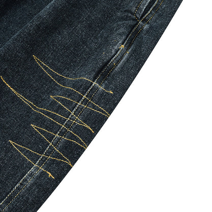 Ladies Wide Denim Pants with Pleats, Elastic Waistband and Casual Silhouette Shop Velvia