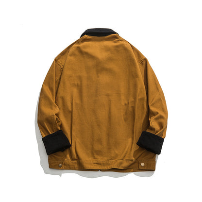 Unisex Boxy-Workwear-Jacket made of canvas with cord collar, zipper and applied flap pockets Shop Velvia