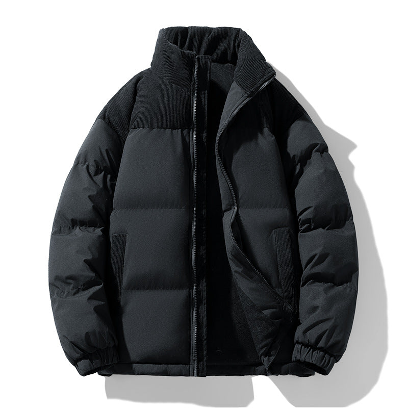 Men's quilted winter jacket with cord trim, high stand-up collar, and warm insulation Shop Velvia