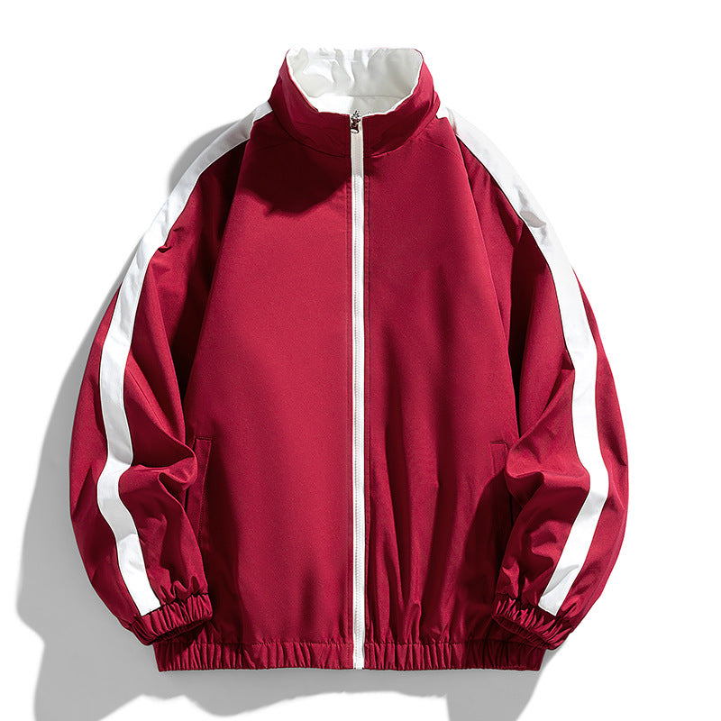 Ladies Lightweight Oversized Training Jacket with Stand-Up Collar, Contrast Stripes and Elastic Hem Shop Velvia