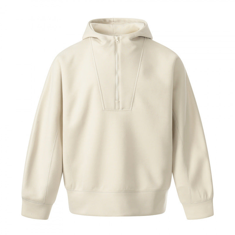 Men's Boxy Hoodie with Half Zipper, Reinforced Placket and Clean Minimal Design Shop Velvia