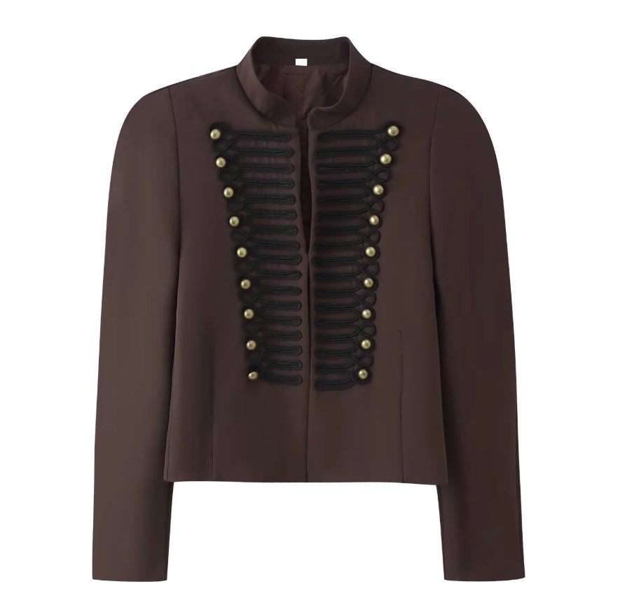 Ladies short jacket in hussar-inspired design with stand-up collar and decorative cords Shop Velvia