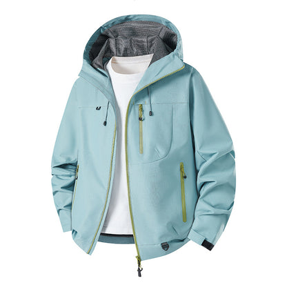 Men's water-repellent technical softshell jacket with hood, breathable mesh lining and zippered pockets Shop Velvia