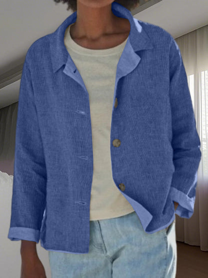 Women Lightweight and Casual Cotton Jacket with Buttoned Details Shop Velvia