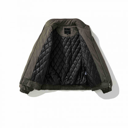 [Unisex Short padded bomber jacket with stand-up collar, zipper and elastic hem] Shop Velvia