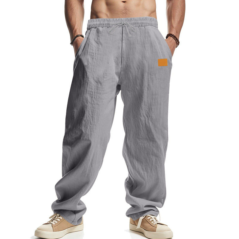 Men's casual linen pants with elastic waistband and generous side pockets Shop Velvia