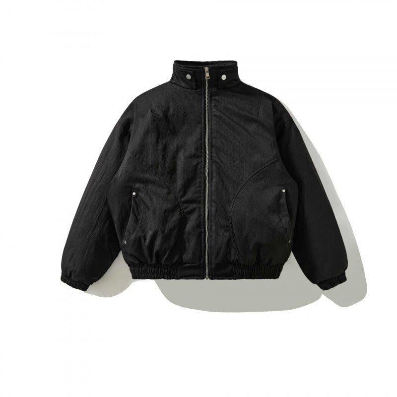 [Unisex Short padded bomber jacket with stand-up collar, zipper and elastic hem] Shop Velvia