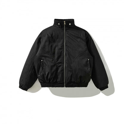 [Unisex Short padded bomber jacket with stand-up collar, zipper and elastic hem] Shop Velvia