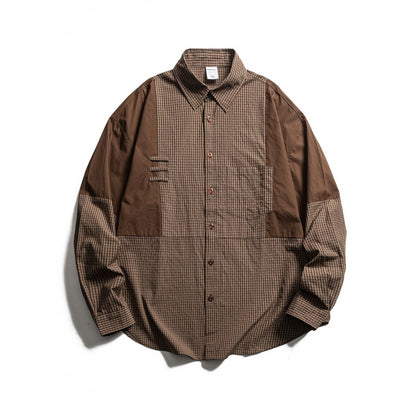Men's Patchwork Overshirt in Check Mix with Contrast Panels Shop Velvia