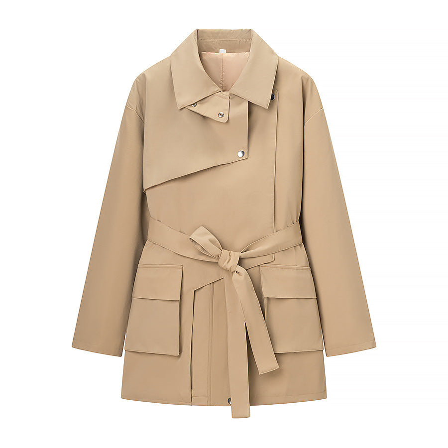 Women's transitional jacket with cape detail and tie belt Shop Velvia