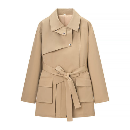 Women's transitional jacket with cape detail and tie belt Shop Velvia