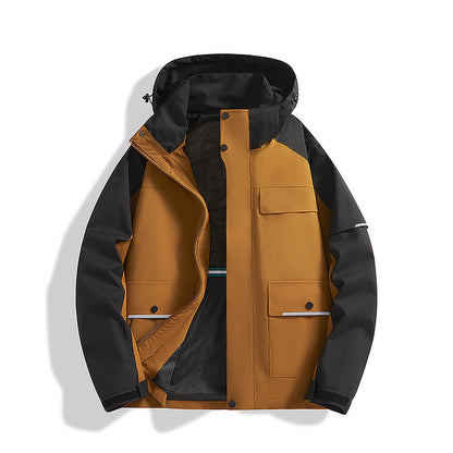 Men's three-layer trekking jacket with welded seams, hood, and multifunction pockets Shop Velvia